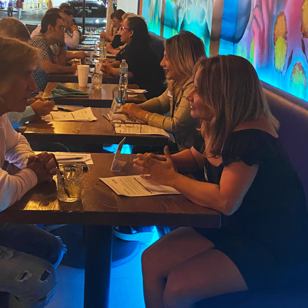 San Francisco attendees of speed dating in California enjoying the event!